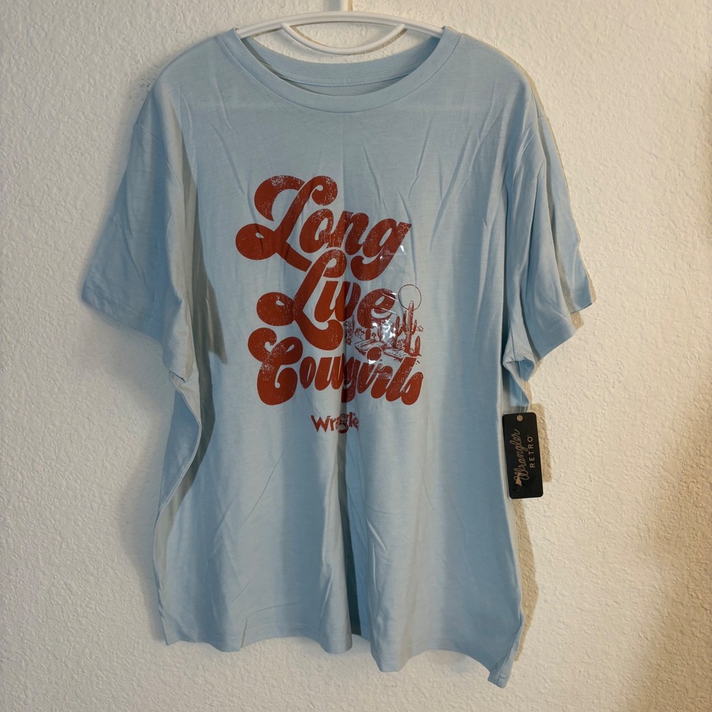 Wrangler Retro Graphic Tee Women XXL Light Blue NWT